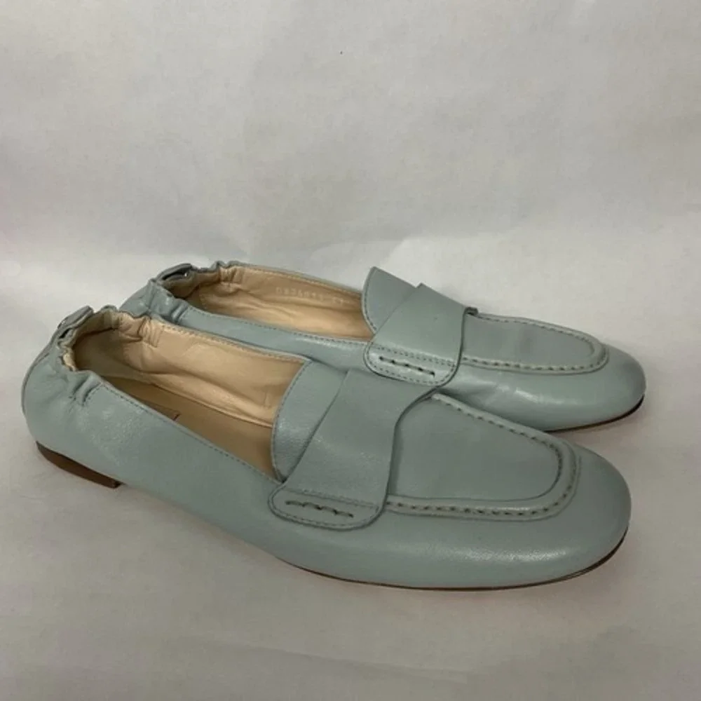 AGL Mara Pure Gray/Blue Kidskin Softened Moccasin Loafers Women 41/US11 Italy